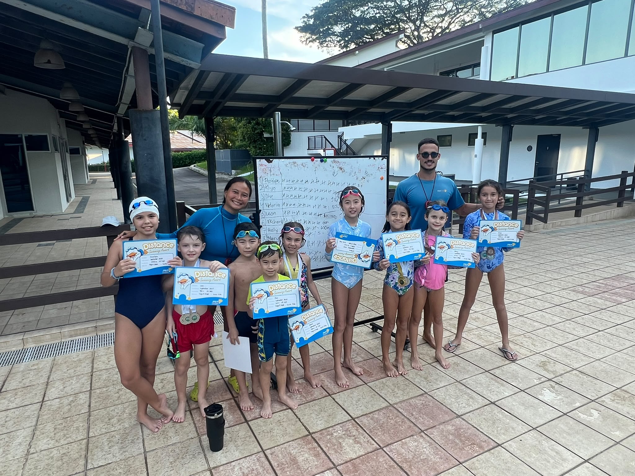 Young swimmers with a certificate